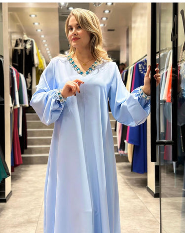 V-Neck Rhinestone Free Size Dress